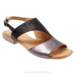 FT66221 Bueno Footwear Alyssa Women Black Pewter Metallic Flats