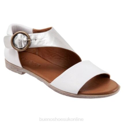 FT66258 Bueno Footwear Yvonne Women White Silver Flats