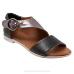 FT66259 Bueno Footwear Yvonne Women Black Pewter Metallic Flats