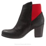 FT6691 Bueno Footwear Watts Women Black Nubuck Red Boots - Image 2